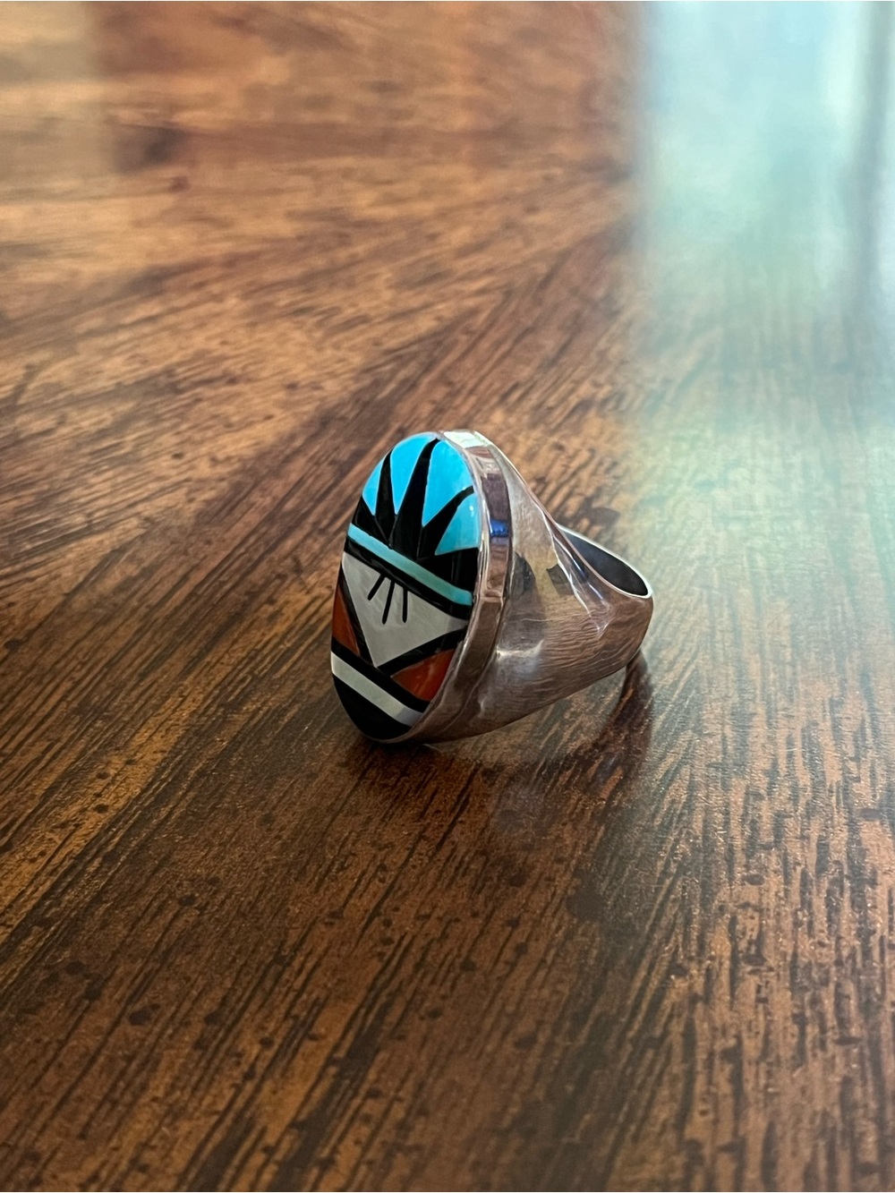 Native American  Men’s Zuni Inlay Ring - Picture 10 of 13